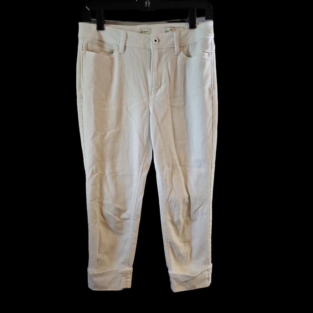 J Jill high rise white cropped jeans cuff hem sz 6 petite WJ13